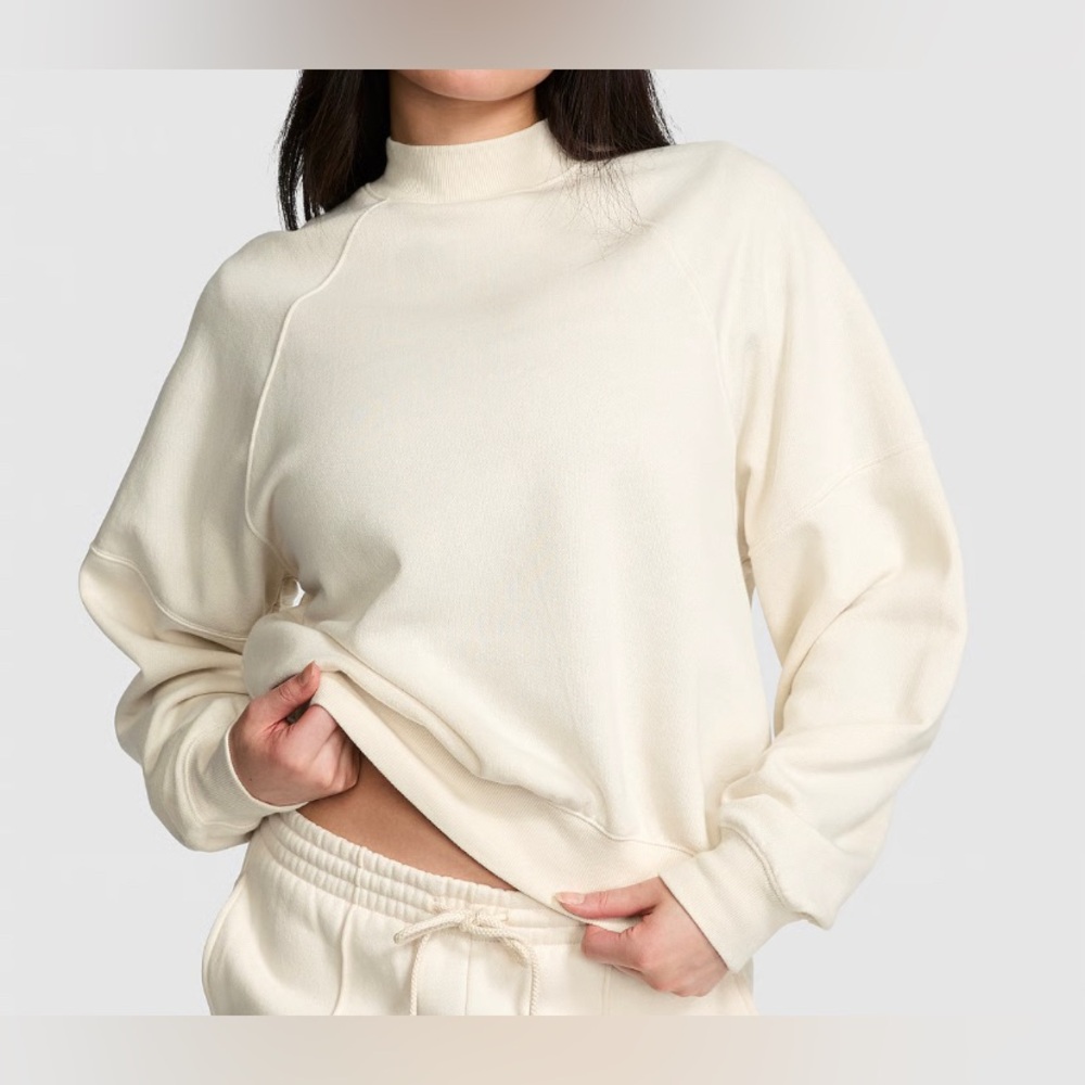 PINK Victoria's Secret Cream Mock Neck Sweatshirt L